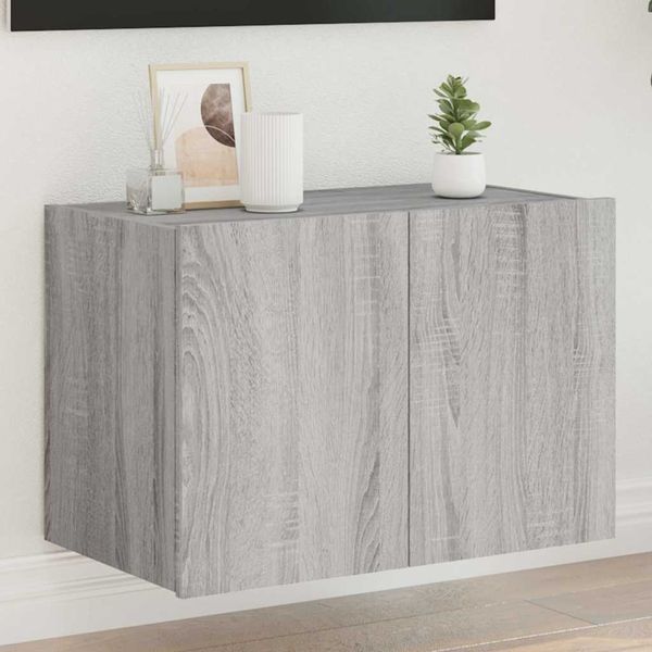 vidaXL TV nástenná skrinka s LED svetlami sivá sonoma 60x35x41 cm
