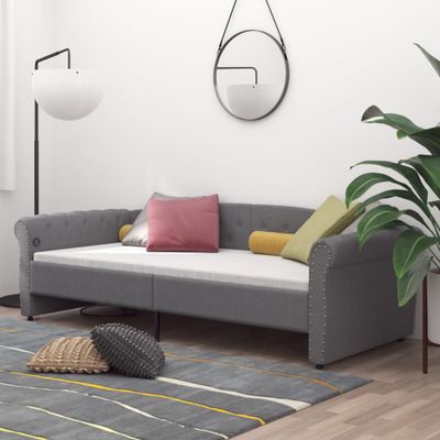 vidaXL Pohovka s USB bledosivá látková 90x200 cm