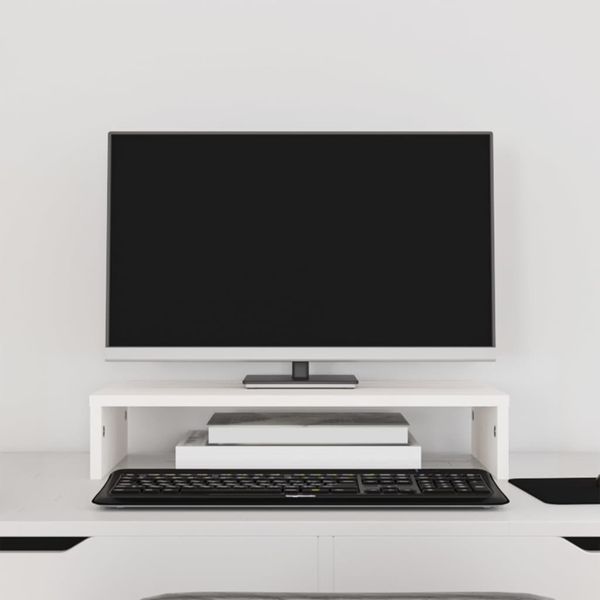 vidaXL Stojan na monitor biely 50x27x10 cm masívna borovica