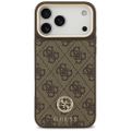 Obal Guess 4G Strass Logo & Big Strap Metal Buttons MagSafe pre iPhone 17 Pro Max hnedá