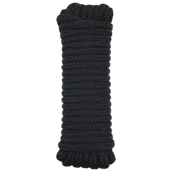 vidaXL Lano na čln 9 m 1 Čierna Polyester