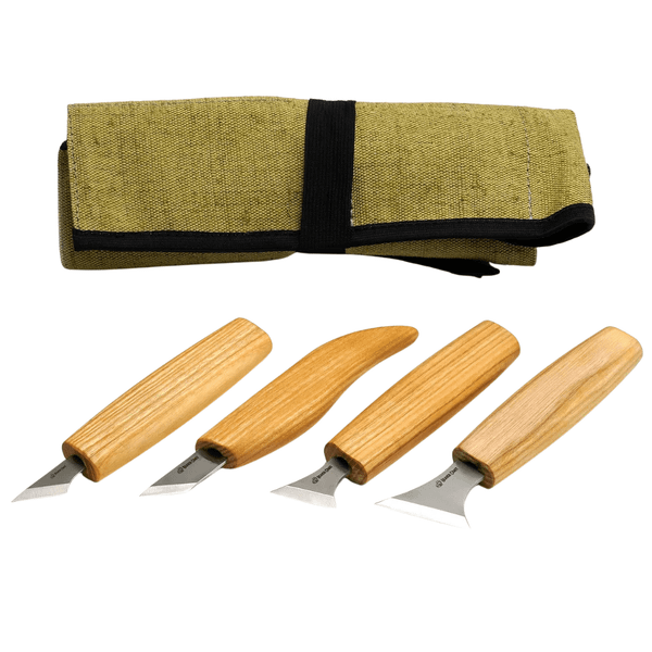 Beavercraft S05 Geometric Wood Carving Knife súprava rezbárskych nožov 4ks, plátenné puzdro