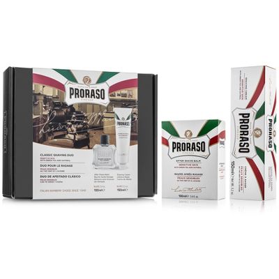 Darčeková sada krému na holenie a balzamu po holení PRORASO Green Tea