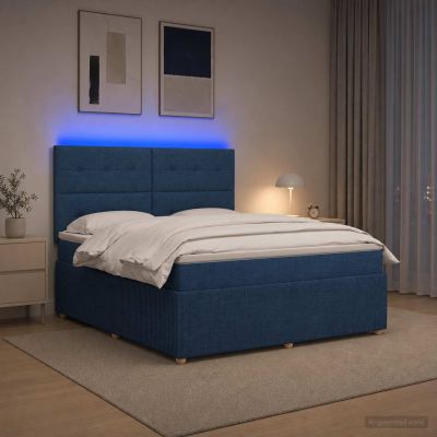 vidaXL LED boxspring posteľ s matracom Modrá 160 x 200 cm Látka