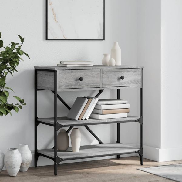 vidaXL Konzolový stolík sivý sonoma 75 x 34,5 x 75 cm kompozitné drevo