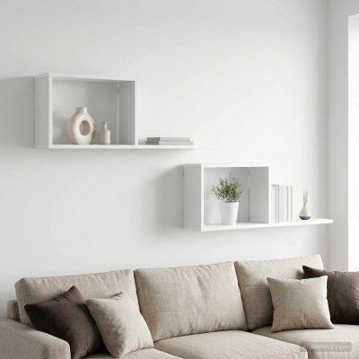 vidaXL Plávajúce police 2 ks Biela 80 x 15 x 30 cm Kompozitné drevo