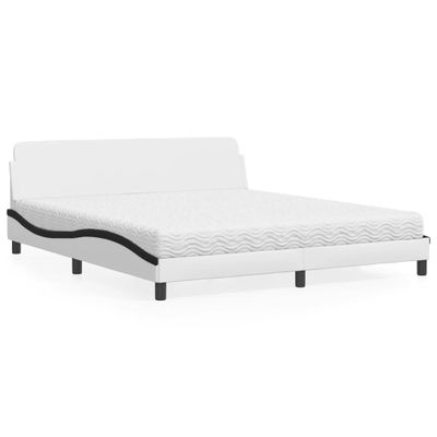 vidaXL Posteľ s matracom Dover bielo-čierna 180x200 cm umelá koža