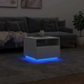 vidaXL Konferenčný stolík s LED svetlami biely 50x49x40 cm