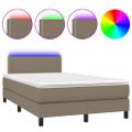 vidaXL Posteľ boxsping s matracom a LED sivohnedá 120x200 cm látka