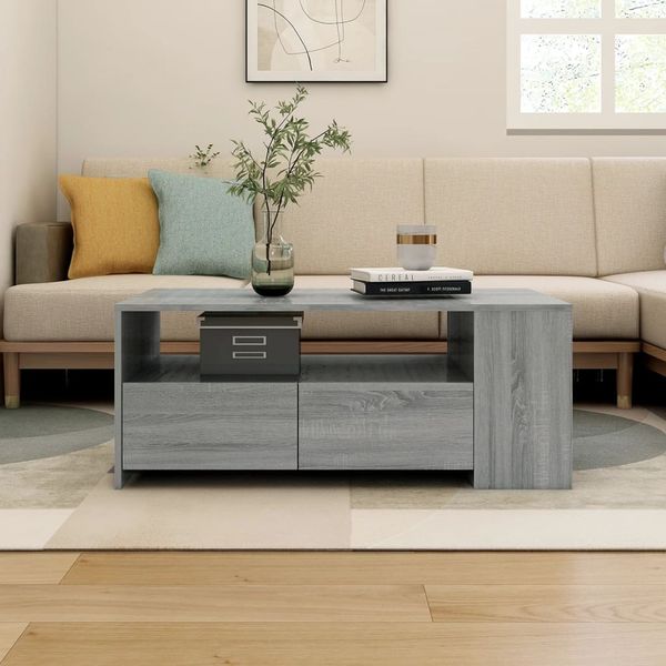 vidaXL Konferenčný stolík sivý dub sonoma 102x55x42cm kompozitné drevo