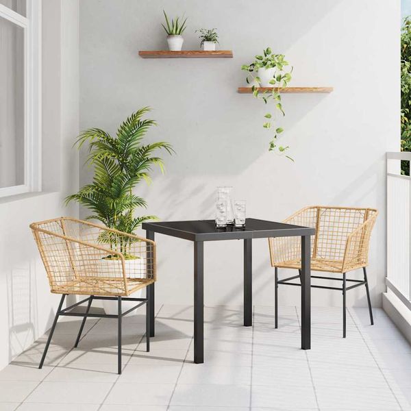 vidaXL Záhradný jedálenský set 3 pcs Hnedá polyratan