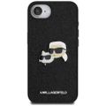 Karl Lagerfeld HC Fixed Glitter K&C Heads Logo Metal Pin puzdro pre iPhone 16e Čierna