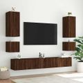 vidaXL TV nástenné skrinky s LED svetlami 2 ks hnedý dub 40,5x35x40 cm