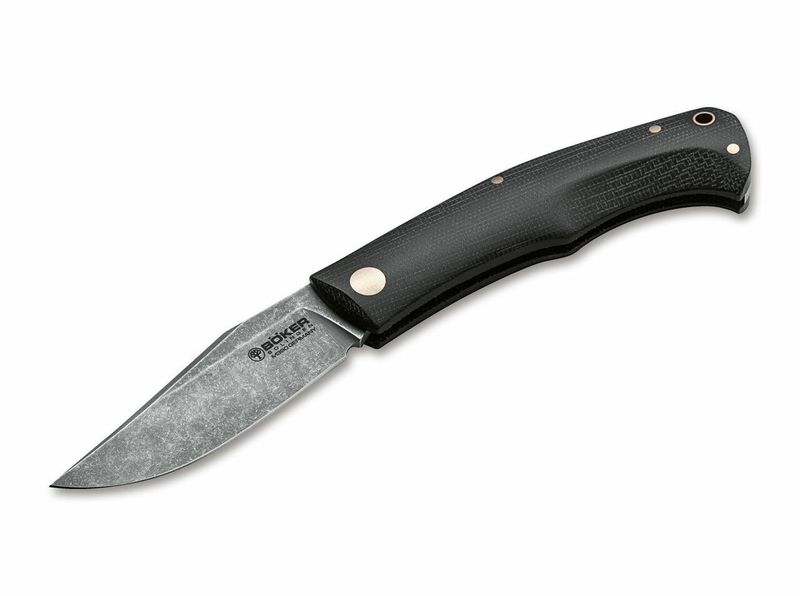 Böker 111129 BOXER EDC vreckový nôž 7,8 cm, Stonewash, čierna, Micarta