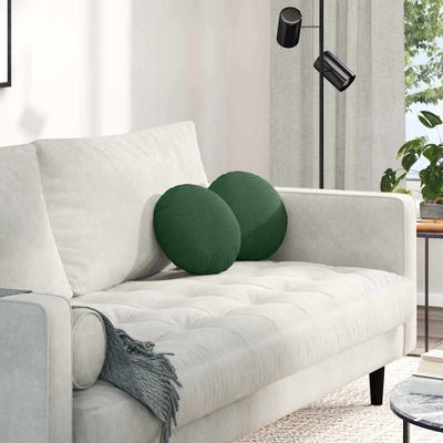 vidaXL Vankúše na sedenie 2 pcs Tmavozelená Ø30 x 13 cm