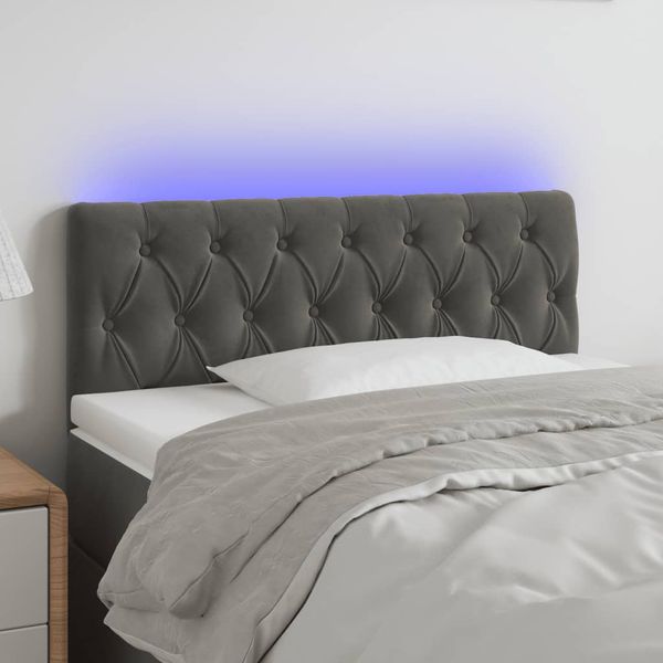 vidaXL Čelo postele s LED tmavosivé 90x7x78/88 cm zamat