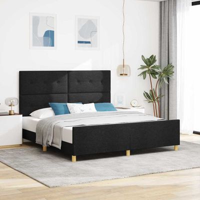vidaXL Rám postele s čelnou doskou Čierna 180 x 200 cm látka