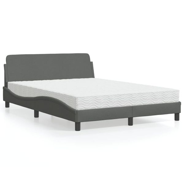 vidaXL Posteľ s matracom Dover tmavosivá 140x190 cm látka
