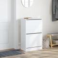 vidaXL Botník biely 60x34x96,5 cm kompozitné drevo