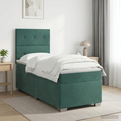 vidaXL Posteľ boxspring s matracom Tmavozelená 100 x 200 cm Zamat