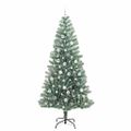 vidaXL Umelý vianočný stromček, snehom obalený, s LED svetlom 210 cm