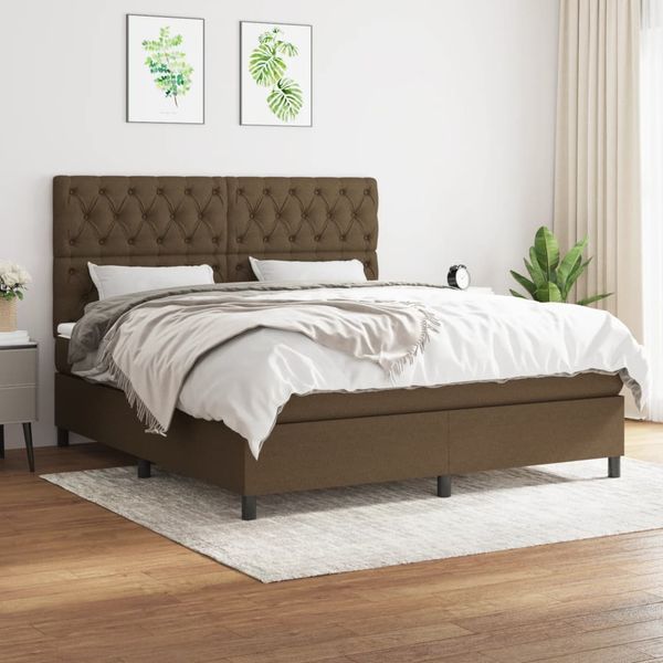 vidaXL Boxspring posteľ s matracom tmavohnedá 160x200 cm látka