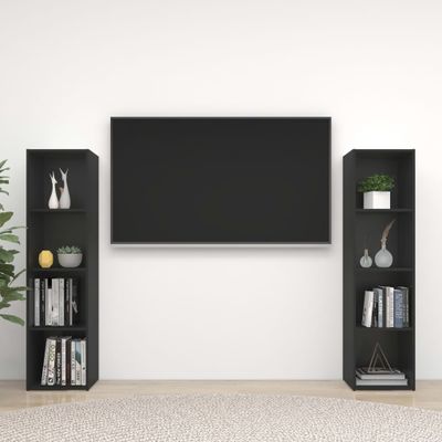 vidaXL TV skrinky 2 ks čierne 142,5x35x36,5 cm drevotrieska
