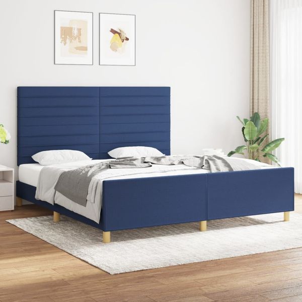 vidaXL Posteľ bez matraca modrý 180x200 cm látka