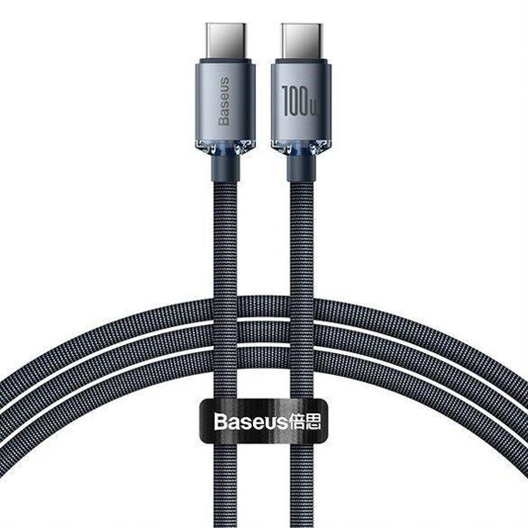 Kábel BASEUS Crystal Shine USB-C/USB-C 1,2m Black 100W
