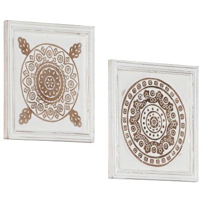vidaXL Umenie dekorácia 2 pcs Hnedá a biela 40 x 40 x 1,5 cm