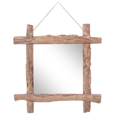 vidaXL Zrkadlo z polienok, prírodné 70x70 cm,recyklované tíkové drevo