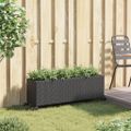 vidaXL Kvetináč s kolieskami 3 nádoby čierny 107x32x38 cm polyratan