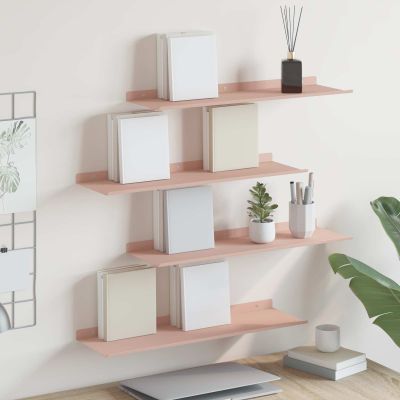 vidaXL Závesná polica Nástenný 4 pcs Ružová 60 x 18 x 2,5 cm Oceľ
