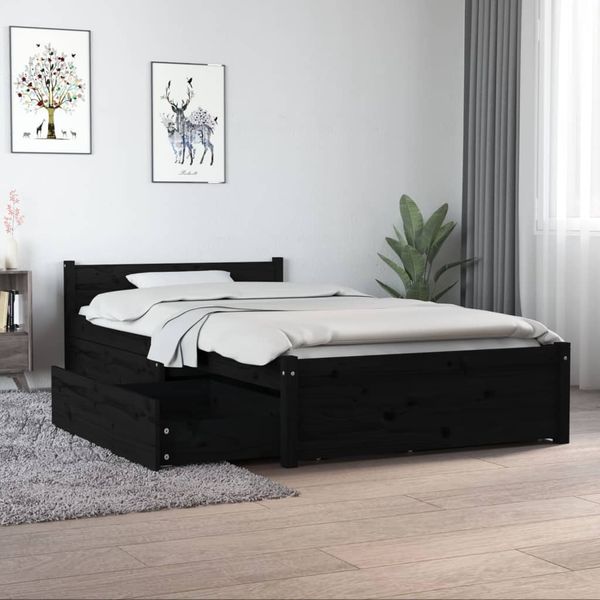 vidaXL Posteľný rám so zásuvkami čierny 90x190 cm jednolôžko