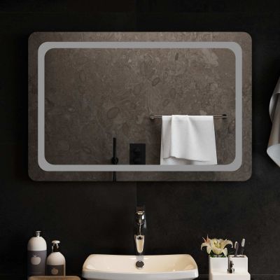 vidaXL Zrkadlo do kúpeľne s LED Priehľadná 90 x 60 cm tvrdené sklo