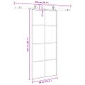 vidaXL Posuvné dvere s kovaním čierne 90x205 cm ESG sklo