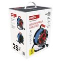 Prodlužovací kabel EMOS P08525W na bubne 25 m / 4 zásuvky / modrý / PVC / 230 V / 1,5 mm2