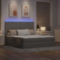 vidaXL LED úložná posteľ s matracom Sivohnedá 200 x 200 cm Látka