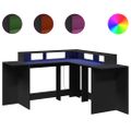 vidaXL Stôl s LED svetlami čierny 152x152x91 cm kompozitné drevo
