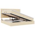 vidaXL Postel s úložným prostorem a matrací Krémová 200 x 200 cm látka