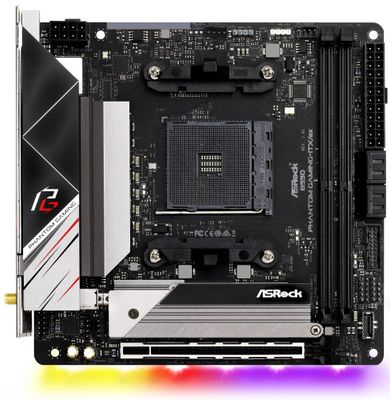 ASRock B550 Phantom Gaming-ITX/ax / AMD B550 / AM4 / 2x DDR4 DIMM / HDMI / DP / 2x M.2 / USB-C / WiFi / Mini-ITX Základná doska, AMD B550, AM4, 2x DDR4 DIMM (max. 64GB), Wi-Fi, 2x M.2, HDMI, DisplayPort, USB typ C, Mini-ITX