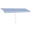 vidaXL Voľne stojaca ručne zaťahovacia markíza 500x350 cm, modro biela