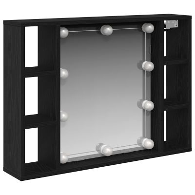 vidaXL Zrkadlová skrinka Čierny dub 76 x 15 x 55 cm Kompozitné drevo