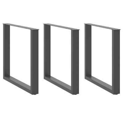 vidaXL Nohy k jedálenskému stolu v tvare U, 3 ks, antracitové, 90 x (72-73) cm, oceľ