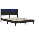 vidaXL Rám postele s LED pásikmi Čierna 120 x 200 cm Umelá koža