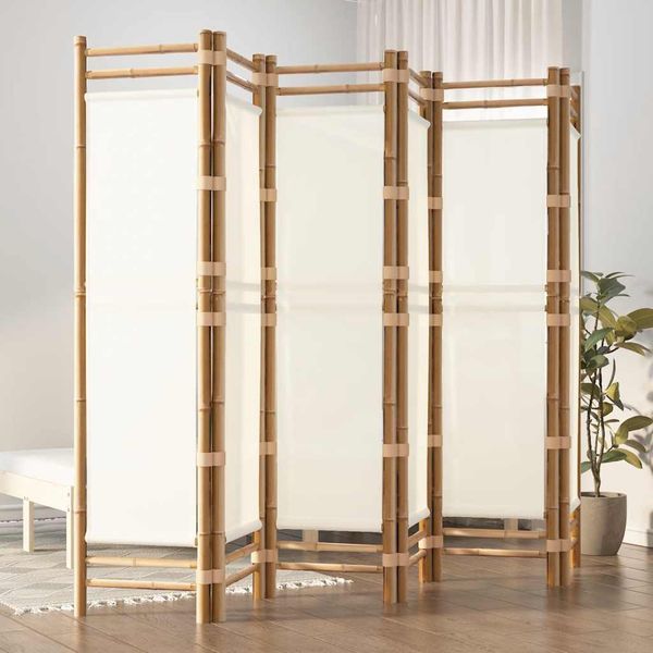 vidaXL Skladací 6-panelový paraván 240 cm bambus a plátno