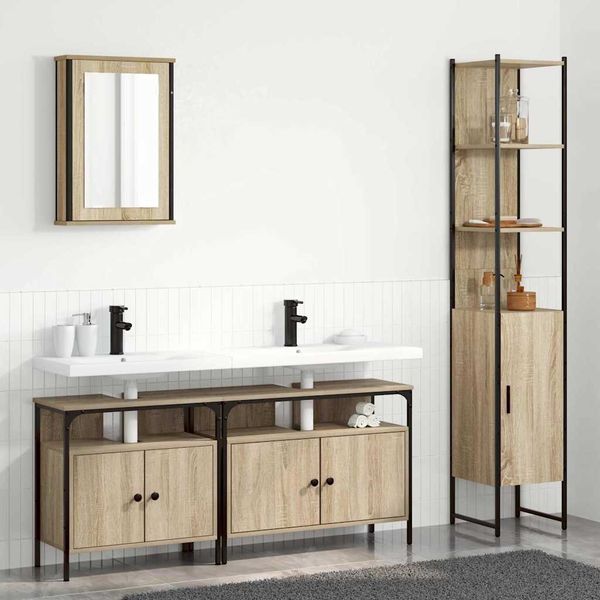 vidaXL Sada kúpeľňového nábytku 4 pcs Sonoma dub Kompozitné drevo