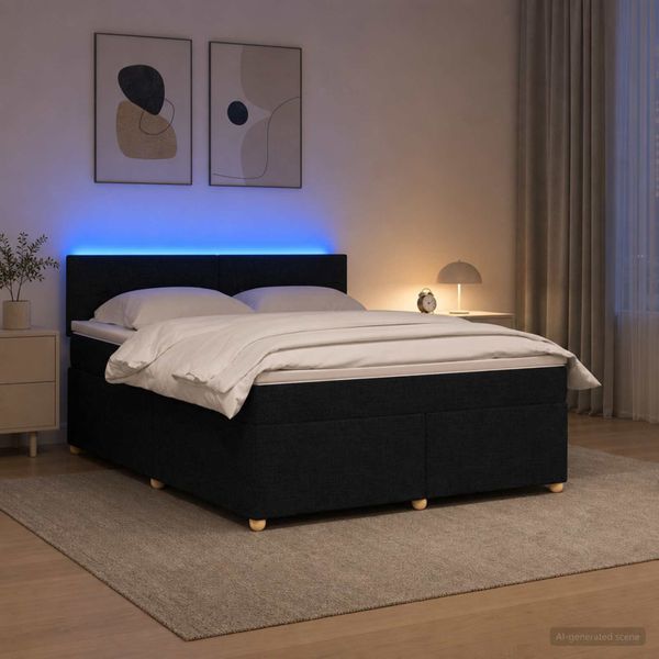 vidaXL Posteľ boxspring s matracom Čierna 180 x 200 cm Látka