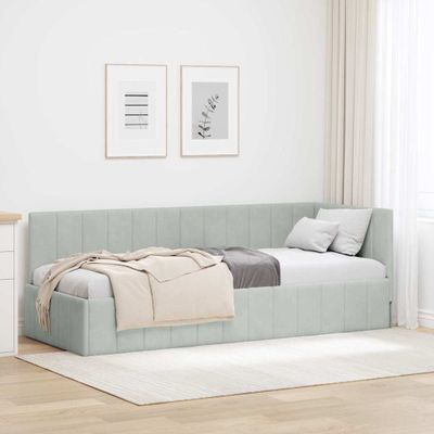 vidaXL Rohový rám postele Svetlosivá 80 cm x 200 cm Zamat