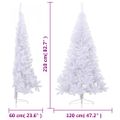 vidaXL Umelý polovičný vianočný stromček+stojan, biely 210 cm, PVC